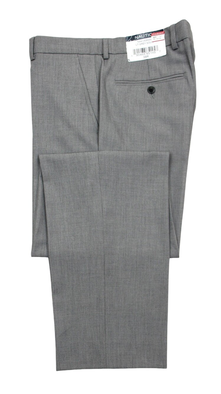 Nautica Suit Pants Mens 32X30 Light Grey Solid Stretch Flat Front Dress GAFF
